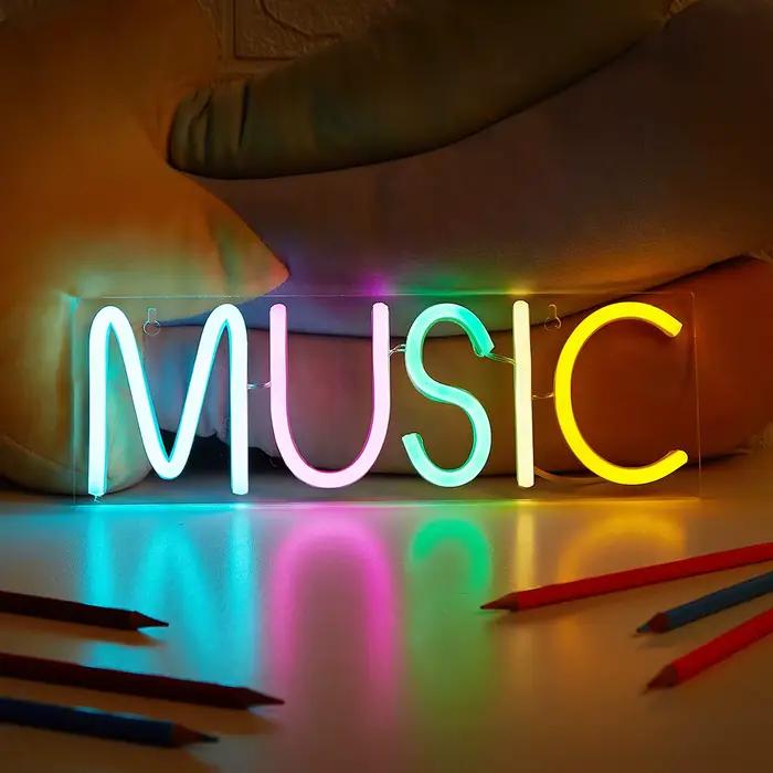 Chi-buy LED néon musique USB alimenté enseignes au néon veilleuse 3D mur Art & salle de jeu chambre 