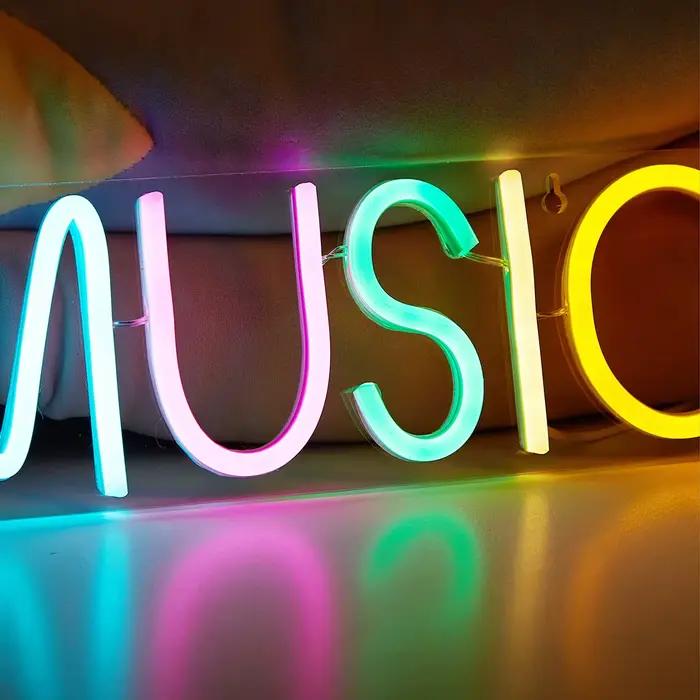 Chi-buy LED néon musique USB alimenté enseignes au néon veilleuse 3D mur Art & salle de jeu chambre 