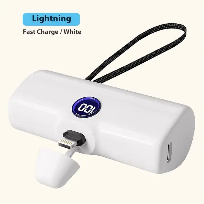 Chargeur portable rapide Type C ou Lightning, batterie externe compacte 5000mAh, charge rapide, batt
