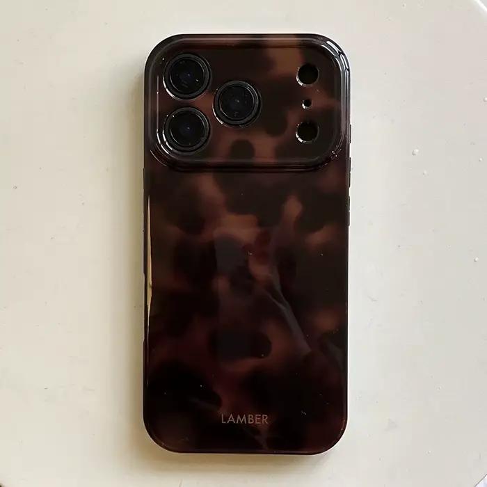 Coque de téléphone coréenne INS ambre rétro marron, étui de protection antichoc pour IPhone 11 12 13