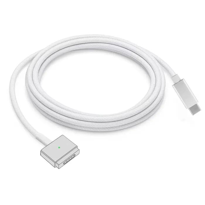 Câble de chargement tressé USB-C vers MagSafe 2 T-tip pour MacBook Air/Pro, cordon de chargeur magné