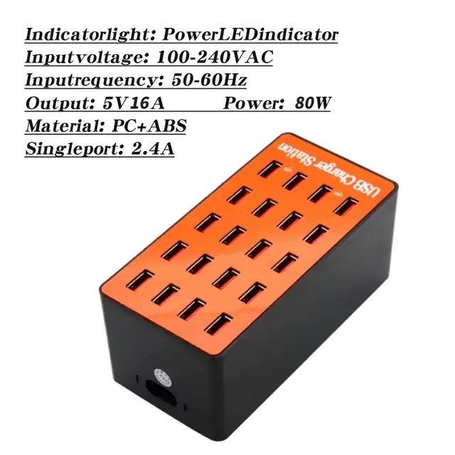 Station de chargement USB 20 ports 100W, Station de charge Multiple, chargeur USB multi-ports pour S