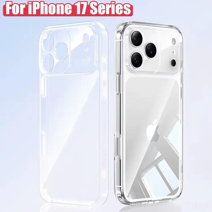 Coque de téléphone transparente de luxe pour iPhone 17 Pro Max Air, coque arrière en Silicone TPU so