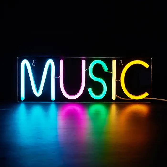 Chi-buy LED néon musique USB alimenté enseignes au néon veilleuse 3D mur Art & salle de jeu chambre 