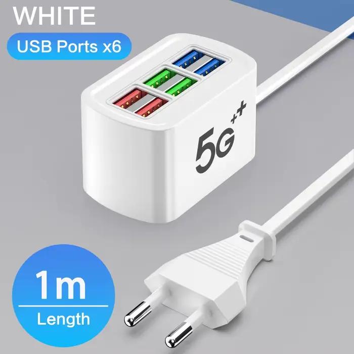 Multi 6 Ports USB chargeur de téléphone multiprise adaptateur universel rapide charge tête prise cha
