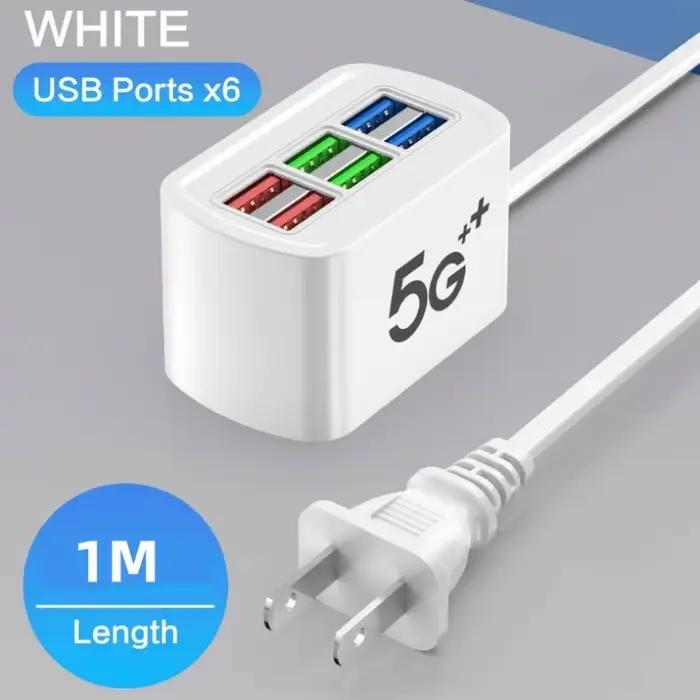 Adaptateur HUB USB multi-ports 1m, Station de chargeur à 6 Ports USB, prise ue/US, charge rapide, ad
