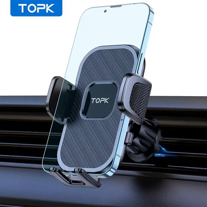 TOPK Support de téléphone de voiture Support par gravité pour iPhone Xiaomi Samsung Support Mobile d