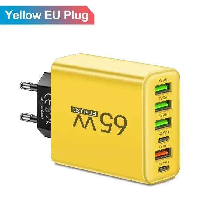 Chargeur USB multi-ports 65W, charge rapide, adaptateur de téléphone de Type C pour iPhone Samsung X