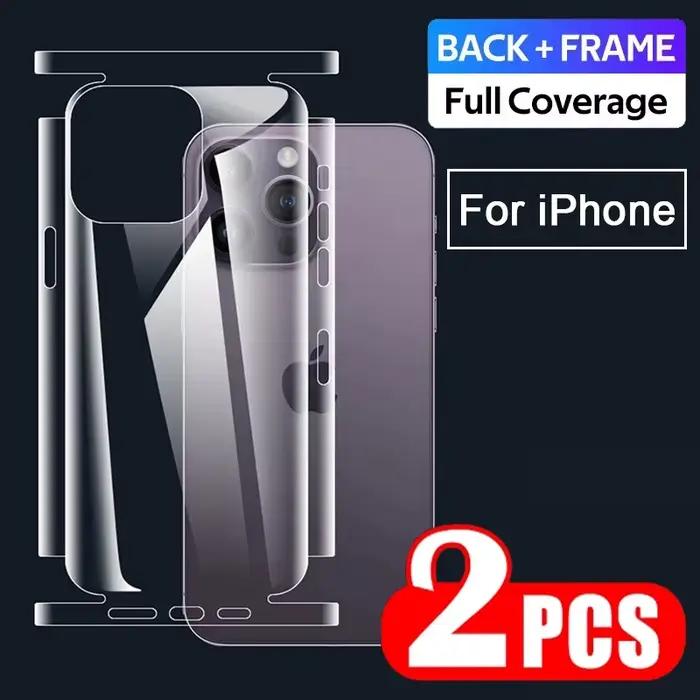 Pour iPhone 12 13 14 15 Pro Max clair avant arrière bordure protecteur d'écran Protection complète c