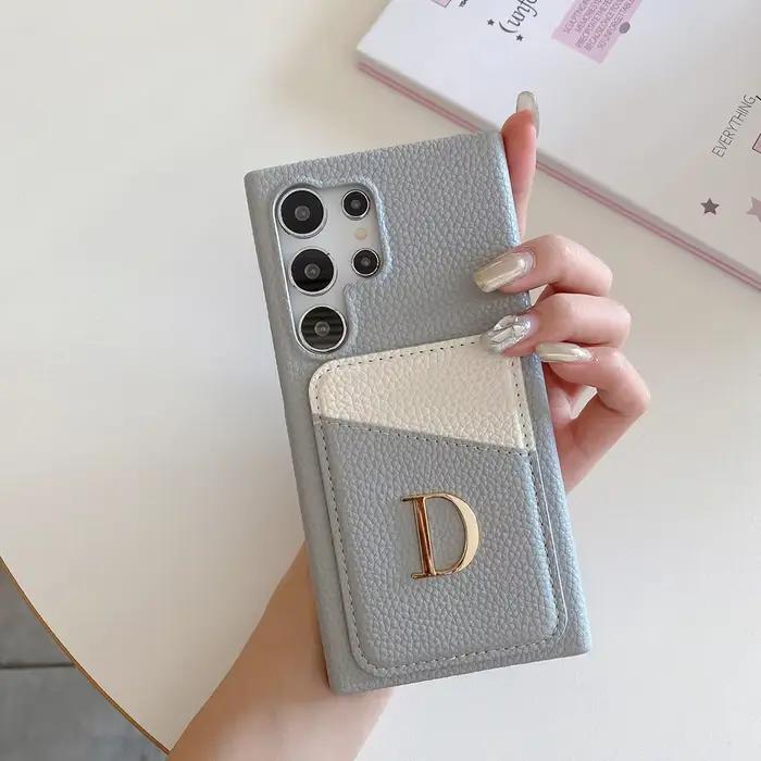 Coque de téléphone Samsung personnalisée, porte-cartes avec nom et lettre, pour S25 24ultra S23PLUS 