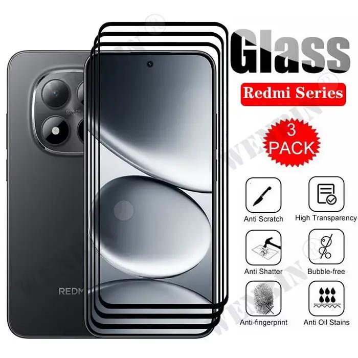 Protecteur d'écran pour Xiaomi Redmi Note 15 14 13 Pro Pro + Plus 15C 14C, 3 pièces, en verre trempé