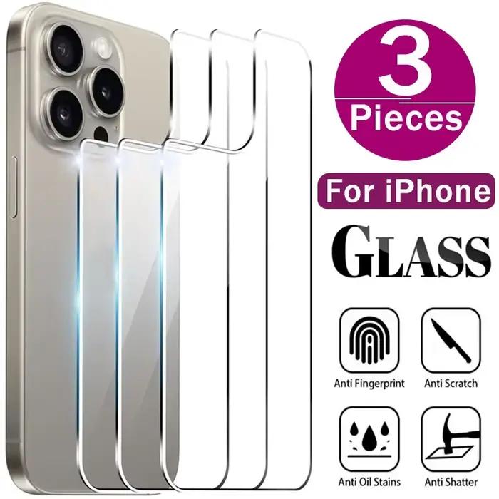 1-3 pièces verre trempé d'écran arrière pour iPhone 17 16 15 12 14 13 Pro Max 14 16 15 Plus 12 13 Mi
