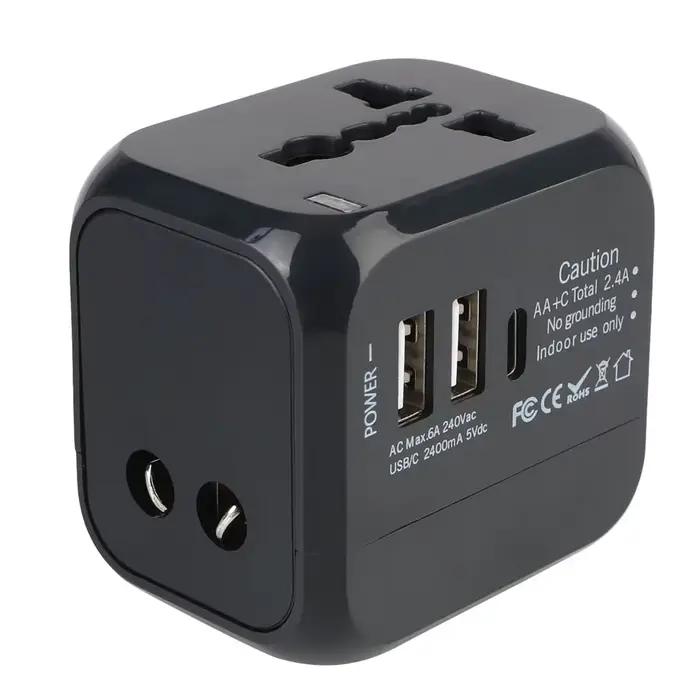 Adaptateur de chargeur de voyage mural tout-en-un, prises US EU UK AU avec 2 USB et 1 Type C, univer