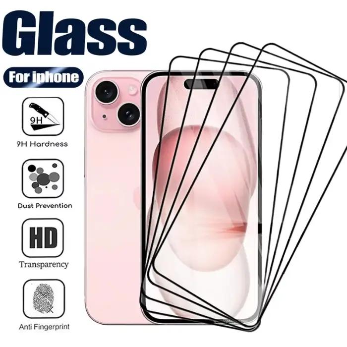 Protecteur d'écran en verre trempé à couverture complète, 2-4 pièces, pour iPhone17 15 14 13 12 Pro 