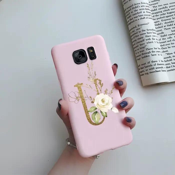 Pour Samsung Galaxy S7 bord housse lettres mignonnes Coque en Silicone souple Coque de téléphone pou