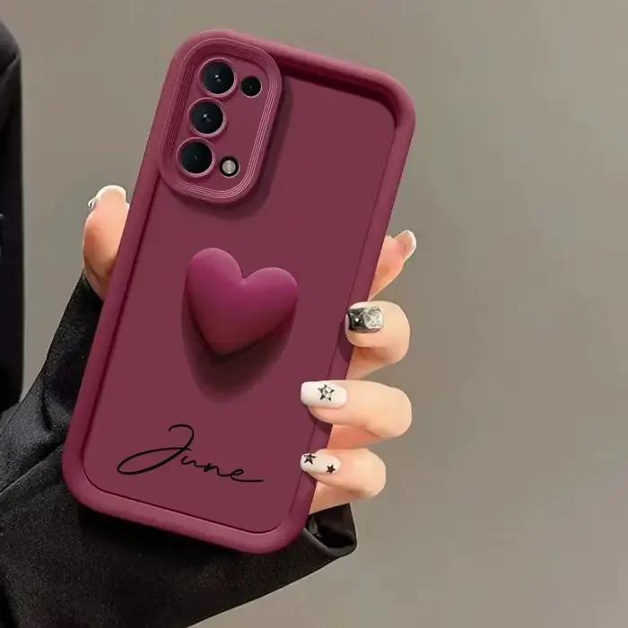 Coque personnalisée avec nom 3D en forme de cœur d'amour, étui de luxe souple pour Samsung Galaxy A3