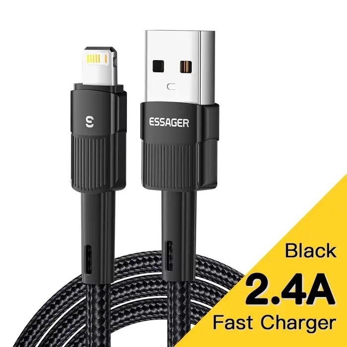 Câble USB Essager pour Iphone14 13 12 11 Pro Max Xs Xr X SE 8 7 6 Plus ligne de données de téléphone
