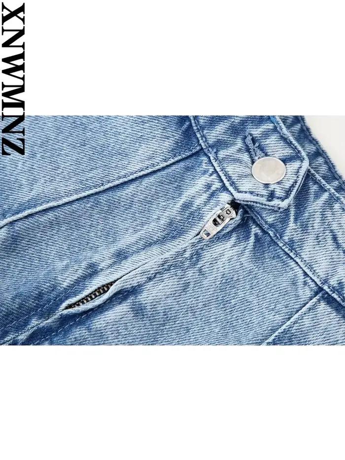 Mini jupe plissée en denim pour femme, tenue chic, taille haute, fermeture éclair latérale, mode 202