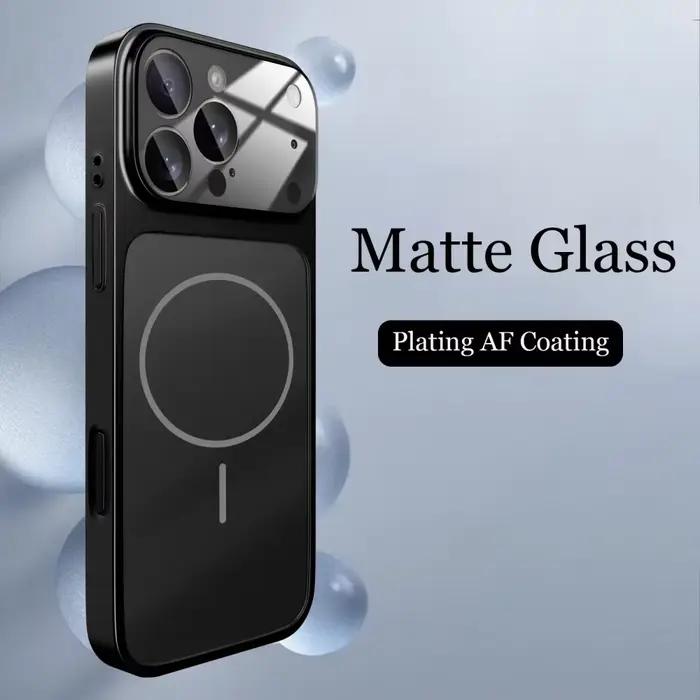 Coque en verre nano mat pour iPhone 17 16 15 14 13 Pro Max 17Air, magnétique pour chargement sans fi