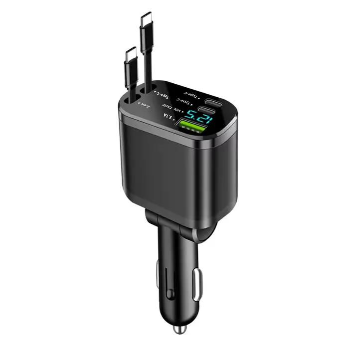 Chargeur de voiture, chargeur de voiture avec câble rétractable, PD de voiture, charge rapide de voi