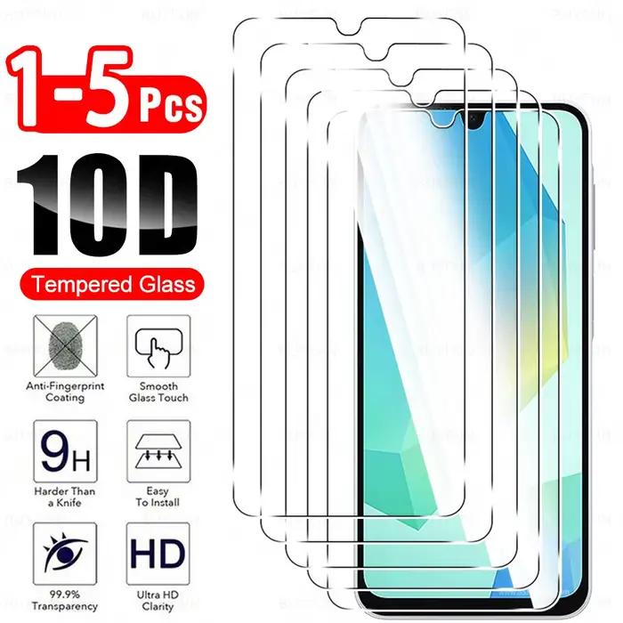 1-5PCS Coque en verre trempé 10D pour Samsung A16 A57 A37, protection d'écran pour Samsung A26 A36 A