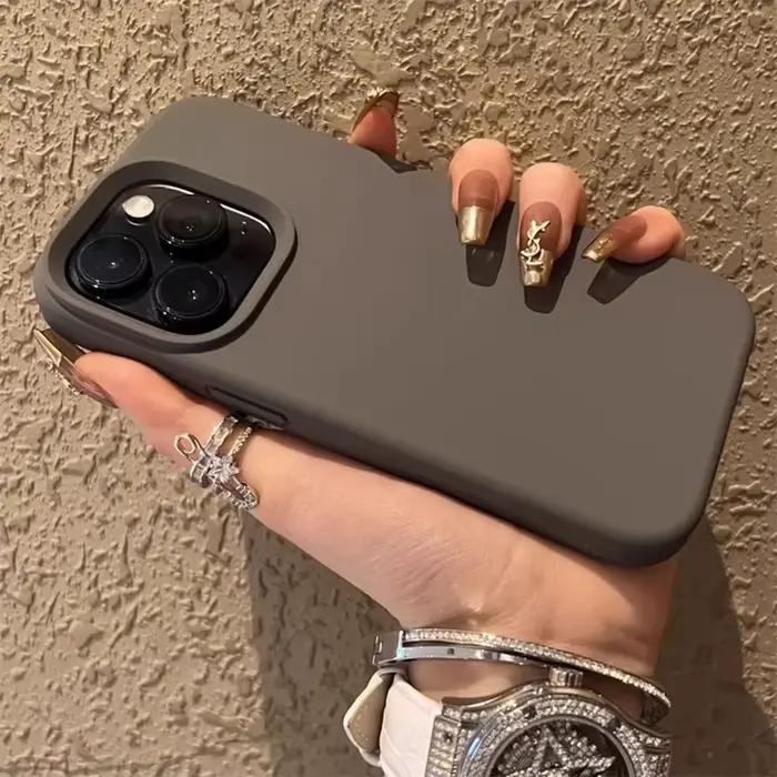 Coque de téléphone antichoc en Silicone de luxe, étui de couleur unie de haute qualité pour iPhone 1