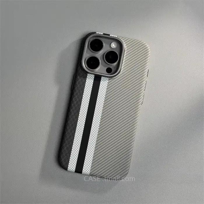 Coque magnétique en fibre de carbone pour iPhone 15 Pro Max 16 17 Pro, protection d'objectif caméra 