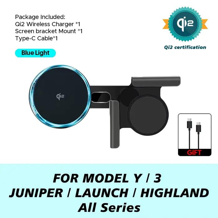 Support de téléphone magnétique sans fil TESY Qi2 15W compatible avec MagSafe pour Tesla Model YL Y 