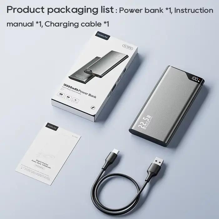 KUULAA 22.5W Power Bank 10000mAh Chargeur Portable PowerBank Charge Rapide Batterie Externe pour iPhone 17 16 15