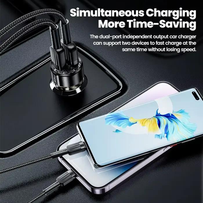 Toocki 60W chargeur de voiture 30W Charge rapide étui Transparent PD 27W pour iPhone 15 14 13 12 Xiaomi Poco Samsung