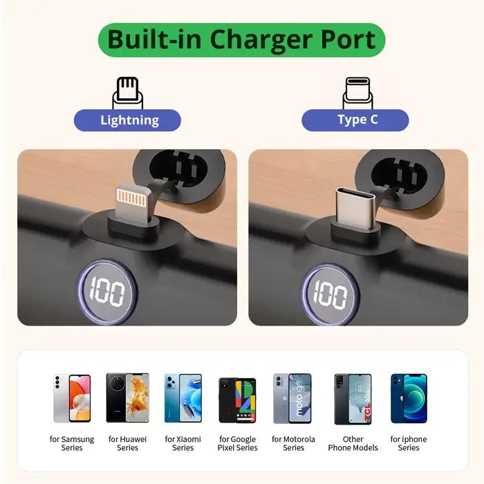 Chargeur portable rapide Type C ou Lightning, batterie externe compacte 5000mAh, charge rapide, batterie auxiliaire pour téléphones portables