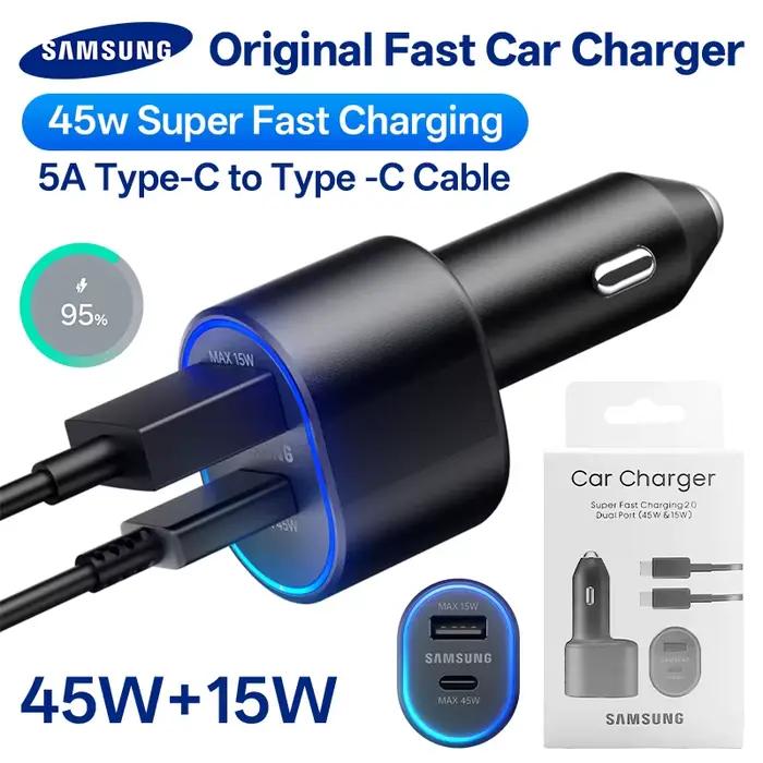 Chargeur de voiture Samsung 45W Type C PD à charge rapide