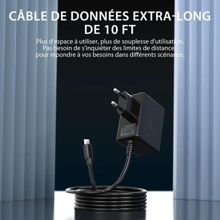 Chargeur pour Nintendo Switch adaptateur secteur 45W charge rapide