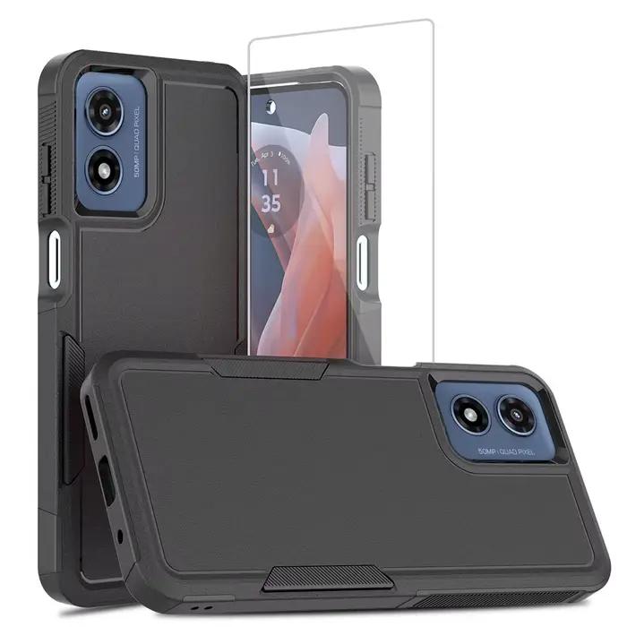 Coque de protection antichoc pour Moto G Play 2024 4G, coque rigide double couche pour Moto G Play 2024 4G avec protection d'écran