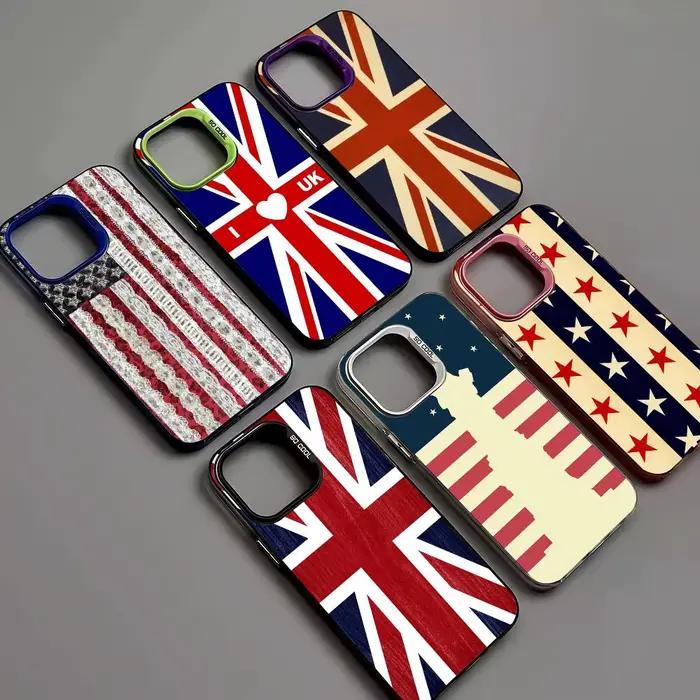 Coque de téléphone drapeau britannique (UK) pour iPhone 17 16 15 14 13 Pro 12 11 Pro Max PLUS – Housse arrière colorée