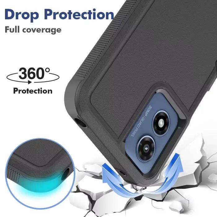 Coque de protection antichoc pour Moto G Play 2024 4G, coque rigide double couche pour Moto G Play 2024 4G avec protection d'écran