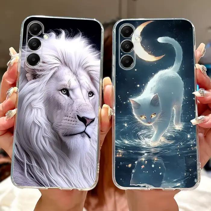 Pour Samsung A05s étui clair mignon chat mode peint couverture souple