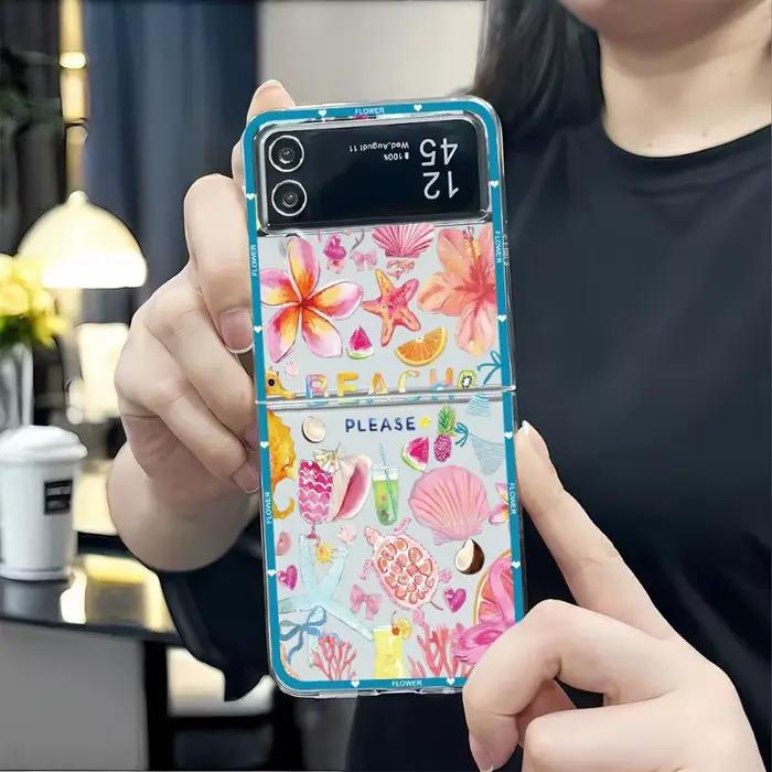 Pour Samsung Z Flip 7 été coquillage Hibiscus fruits coque de téléphone