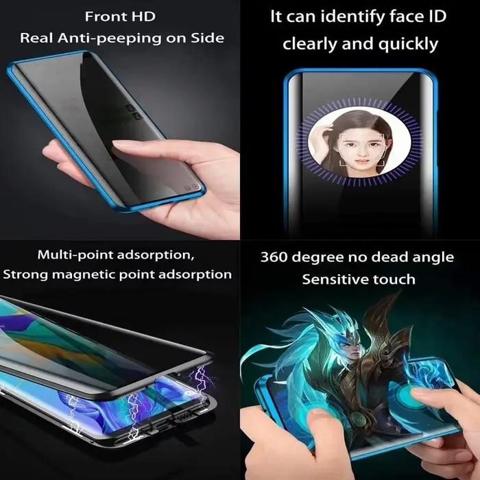 Étui de téléphone magnétique 360° anti-espionnage verre trempé protection complète Samsung S25 S24 S23 S22 S26 Ultra Plus экран защиты конфиденциальности