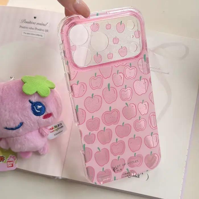 Coque de téléphone antichoc rose transparente avec paillettes et chaîne perlée pour iPhone 17 16 15 Pro Max