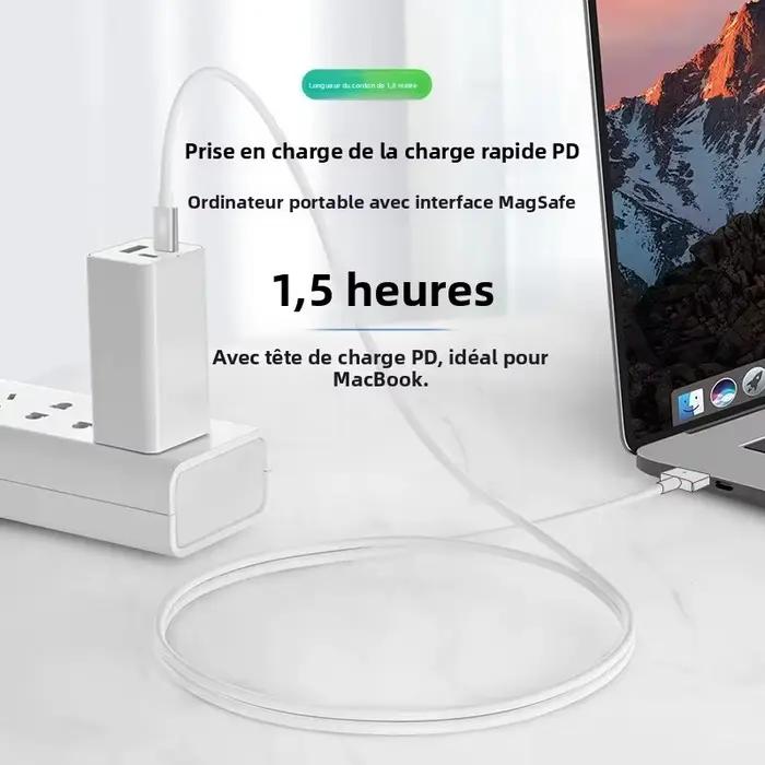Câble de chargement tressé USB-C vers MagSafe 2 T-tip pour MacBook Air/Pro