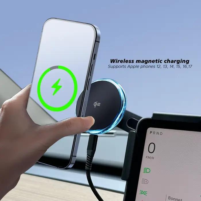 Support de téléphone magnétique sans fil TESY Qi2 15W compatible avec MagSafe pour Tesla Model YL Y Juniper 3 Highland