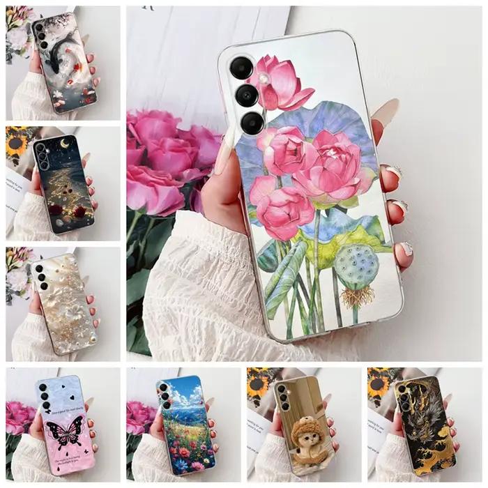 Pour Samsung A05s étui clair mignon chat mode peint couverture souple