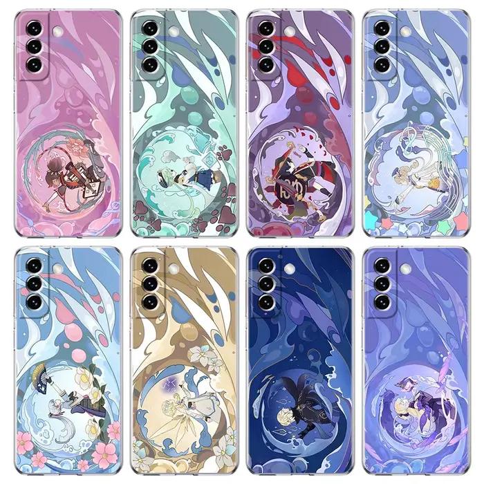 Coque de téléphone transparente avec logo Genshin Impact Cartoon