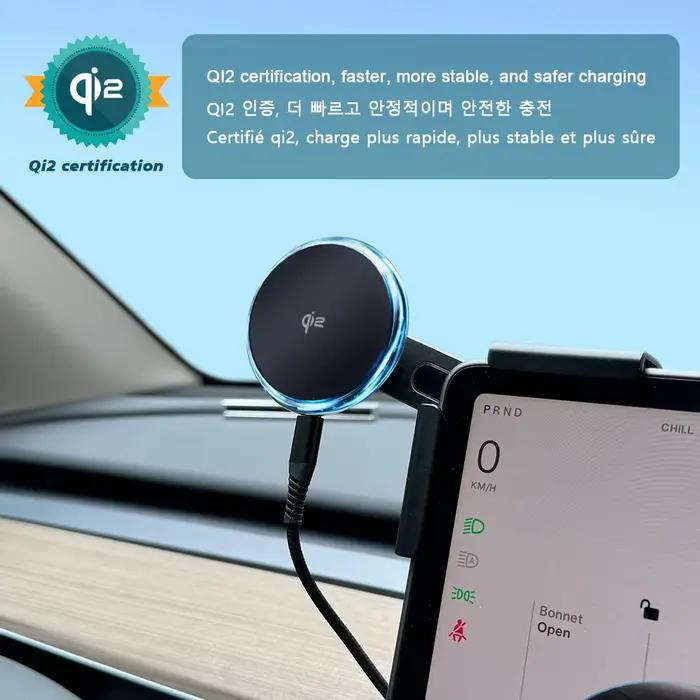 Support de téléphone magnétique sans fil TESY Qi2 15W compatible avec MagSafe pour Tesla Model YL Y Juniper 3 Highland