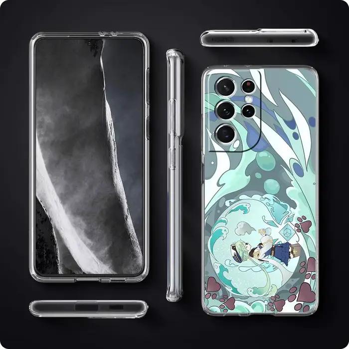 Coque de téléphone transparente avec logo Genshin Impact Cartoon