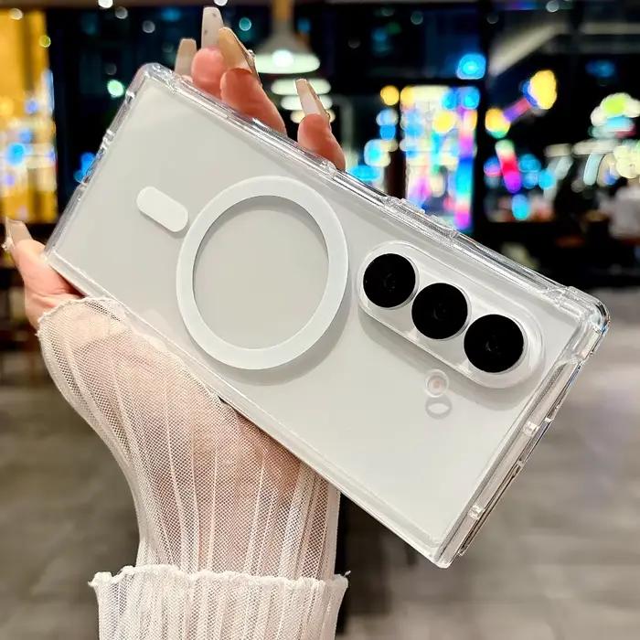 Compatible avec Magsafe pour Samsung Galaxy Z Fold 6 5 4 3 Z Fold3 Fold4 Fold5 Fold6 coque de téléphone transparente antichoc
