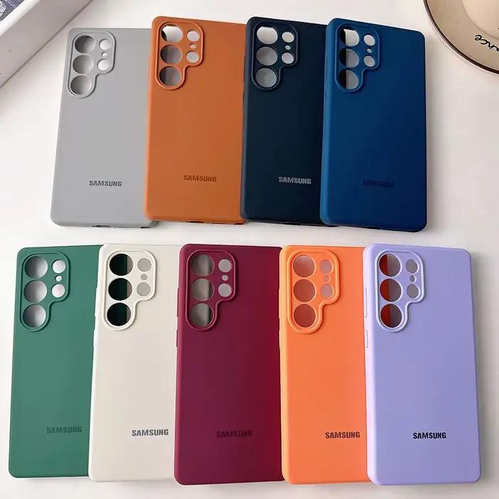 Coque de téléphone en silicone liquide couleur unie pour Samsung Galaxy S26 S25 S24 S23 S22 Ultra S24 Plus FE avec boîte officielle pour femmes hommes enfants garçons filles étudiants occasions spéciales