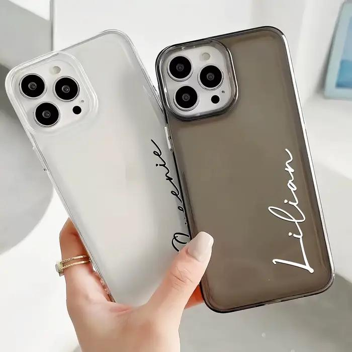 Coque personnalisée avec nom pour iPhone 17 16 15 14 13 12 11 Pro Max Plus 17 Air coque souple transparente résistante aux chocs TPU pour homme femme cadeau d'anniversaire