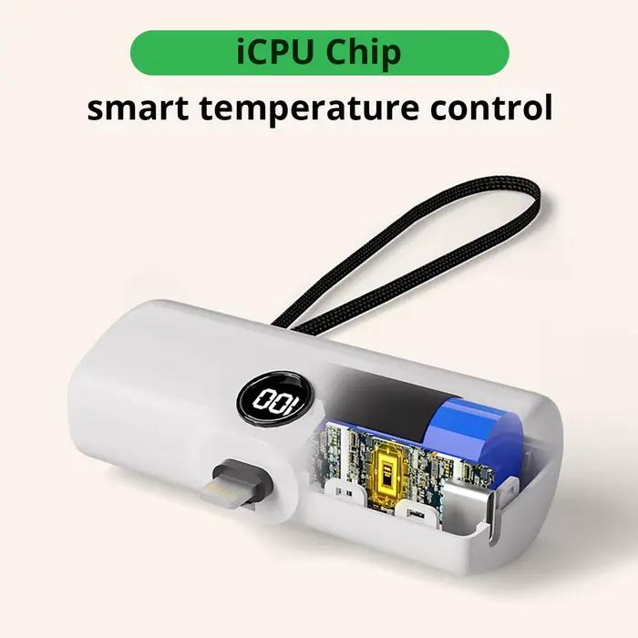 Chargeur portable rapide Type C ou Lightning, batterie externe compacte 5000mAh, charge rapide, batterie auxiliaire pour téléphones portables